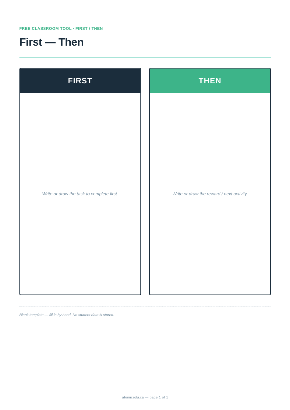 Preview of the First-then board blank template