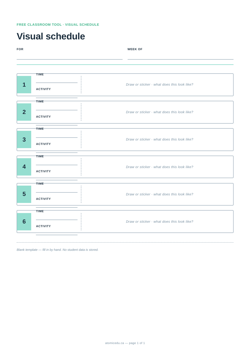 Preview of the Visual schedule blank template