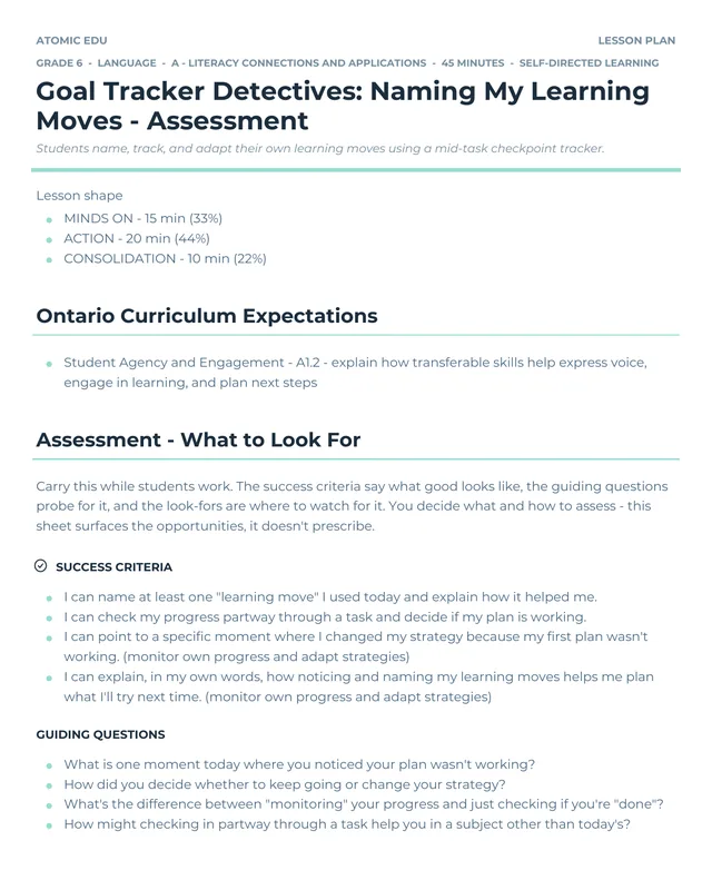 Assessment — What to Look For