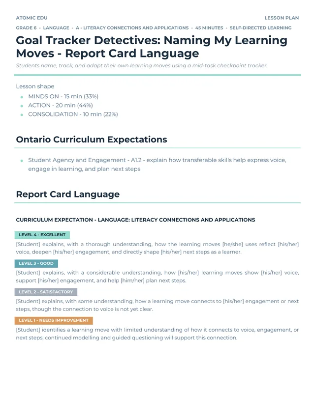 Report Card Language